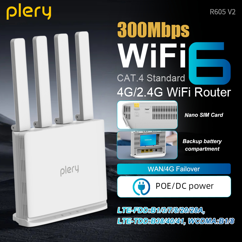 4G Router With Poe Wan - Routeur WiFi6 Plery R605 V2 4G